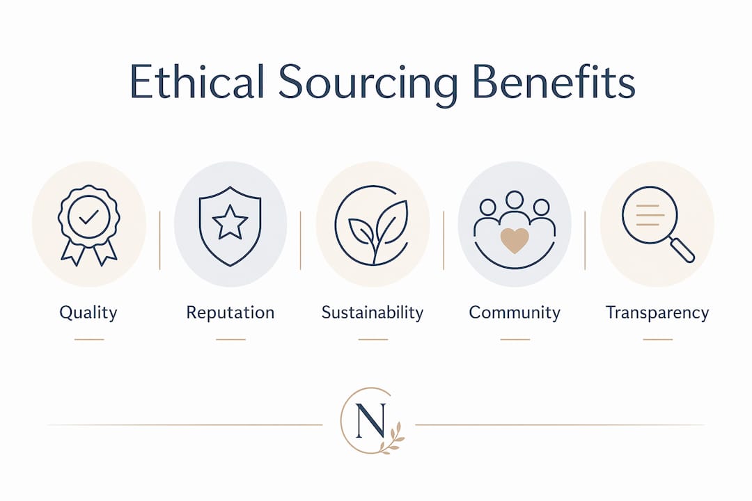 Infographic showing benefits hierarchy of ethical sourcing
