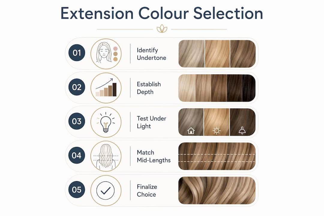 Infographic showing step-by-step extension colour selection