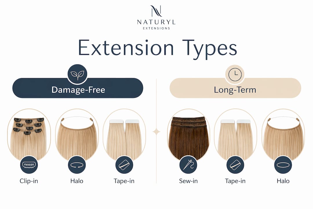 Infographic comparing extension types for volume and damage risk
