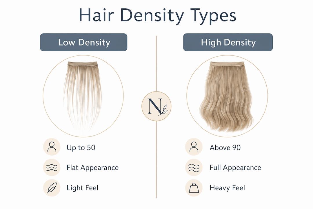 Infographic comparing low and high hair density types