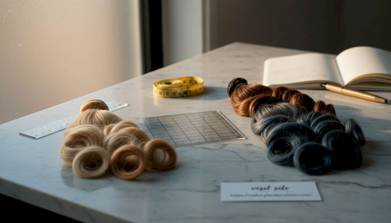 Top down view of hair density measuring tools