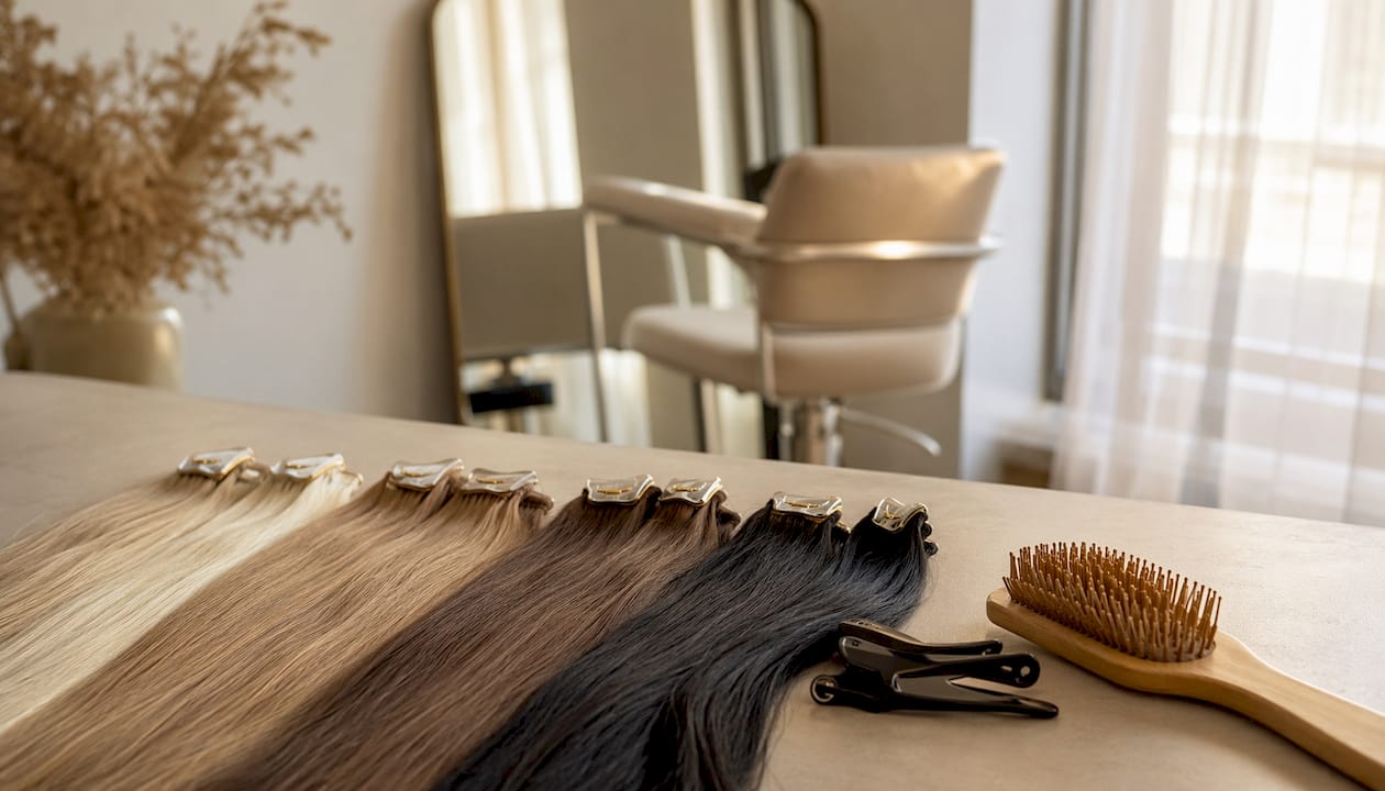 Salon workstation with double and single drawn hair