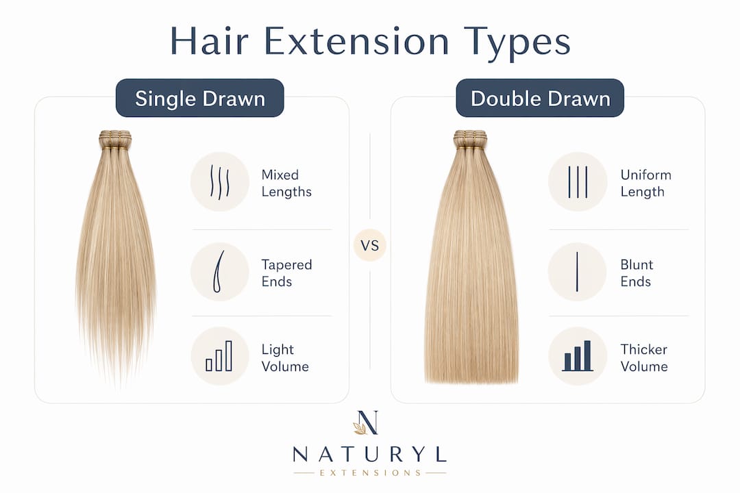 Infographic comparing single and double drawn hair