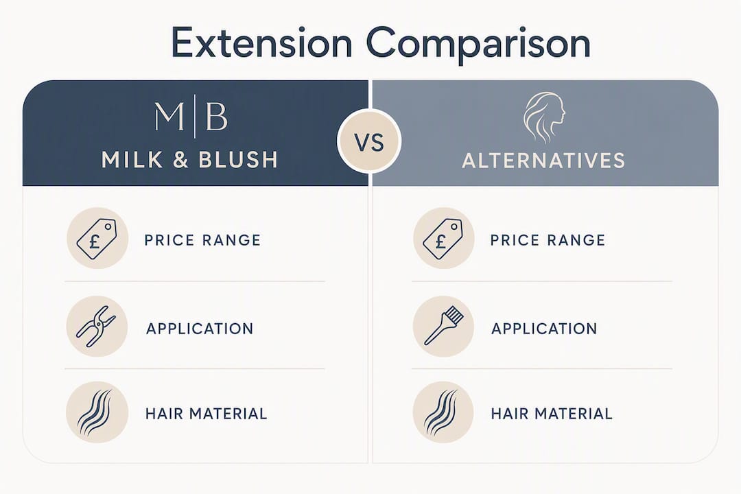 Comparison infographic showing Milk & Blush vs alternatives