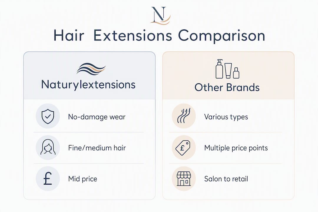 Infographic comparing UK hair extension brands