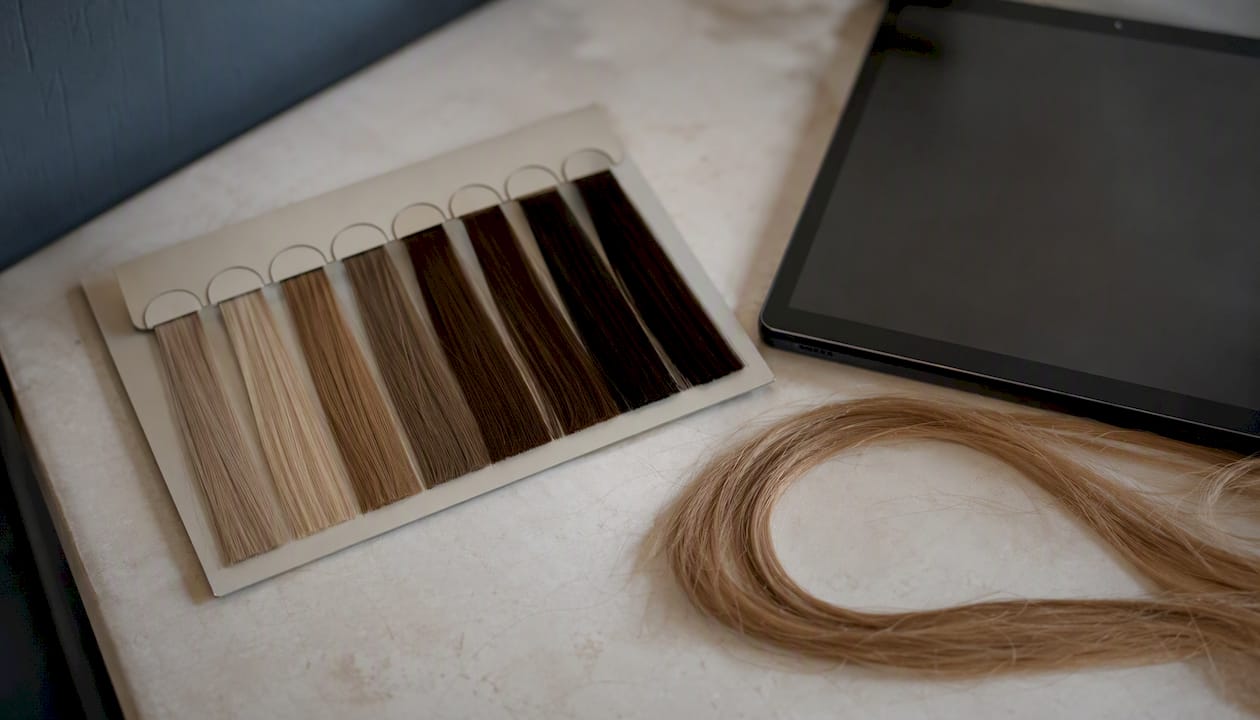 Tools for colour matching ponytail extensions