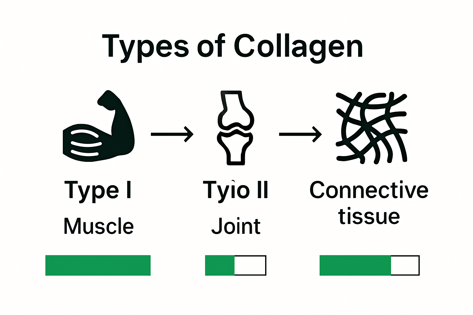 Collagen types with icons and functions