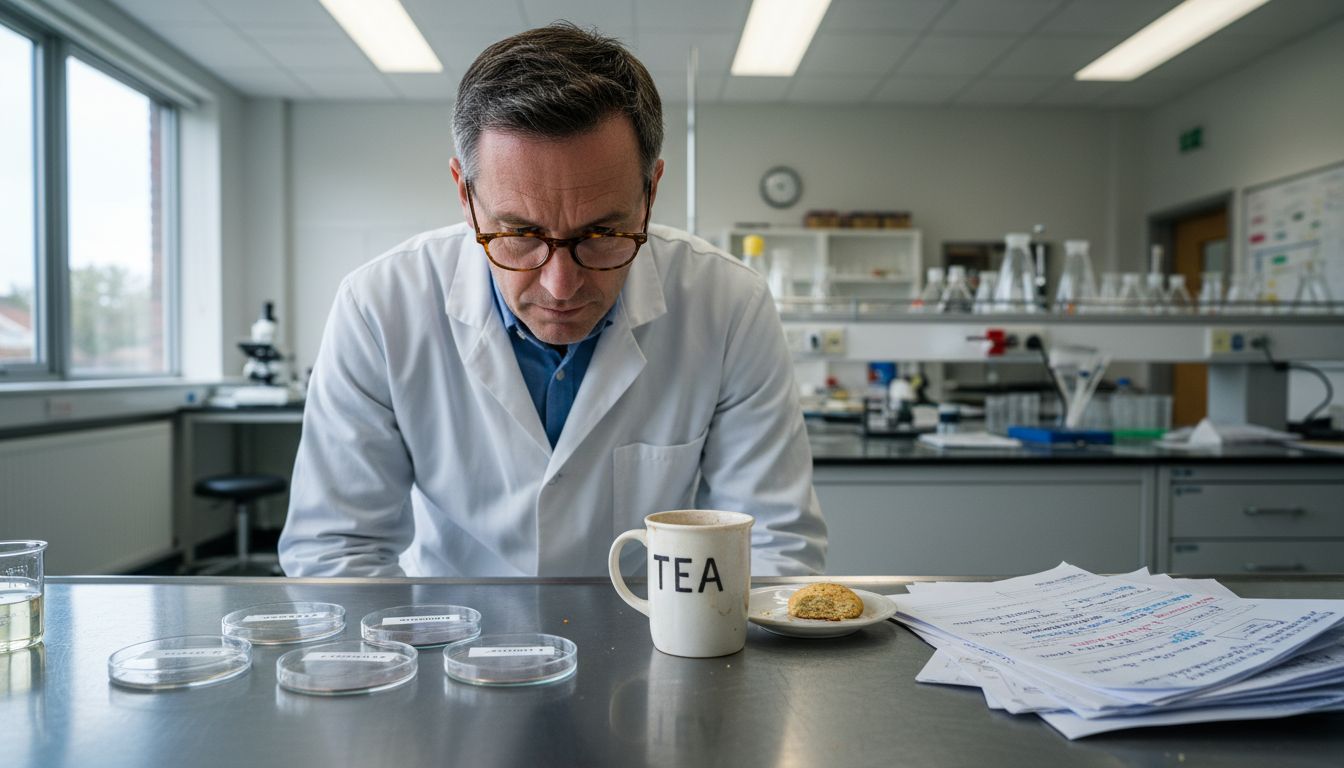 Scientist studying hair follicle samples