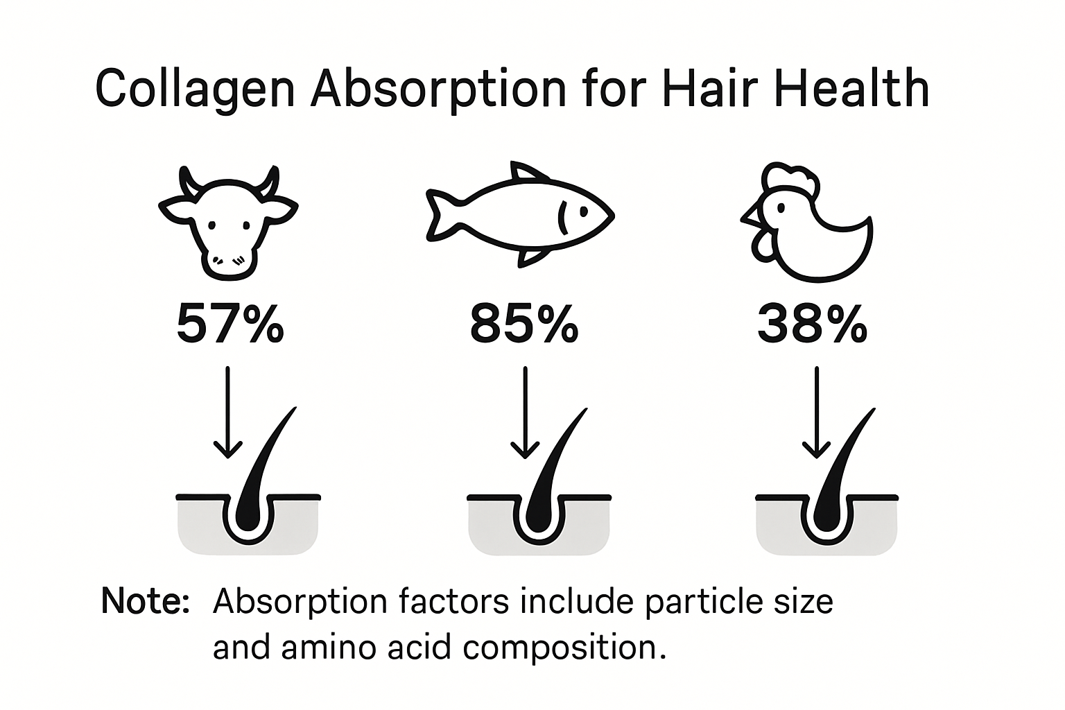 Infographic showing collagen type absorption for hair