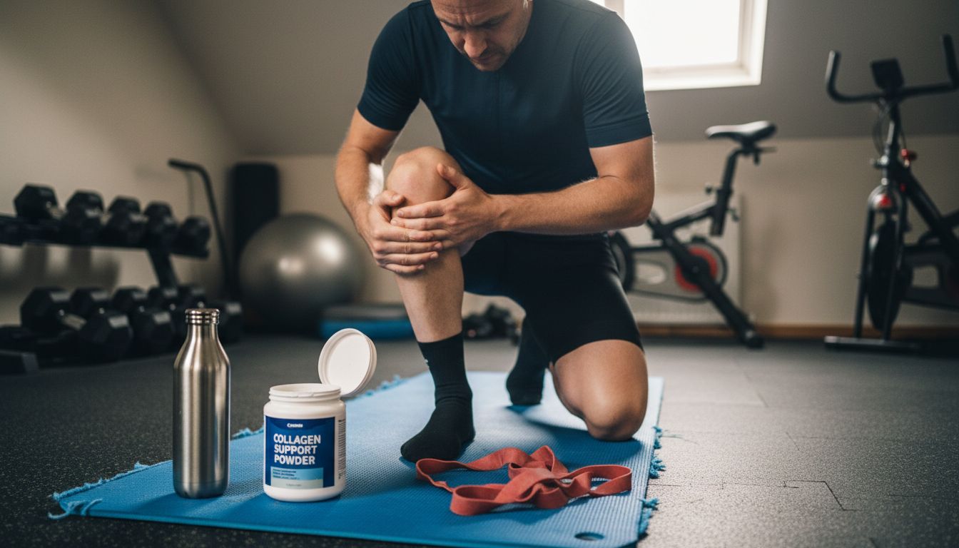 Cyclist cares for knee with supplements