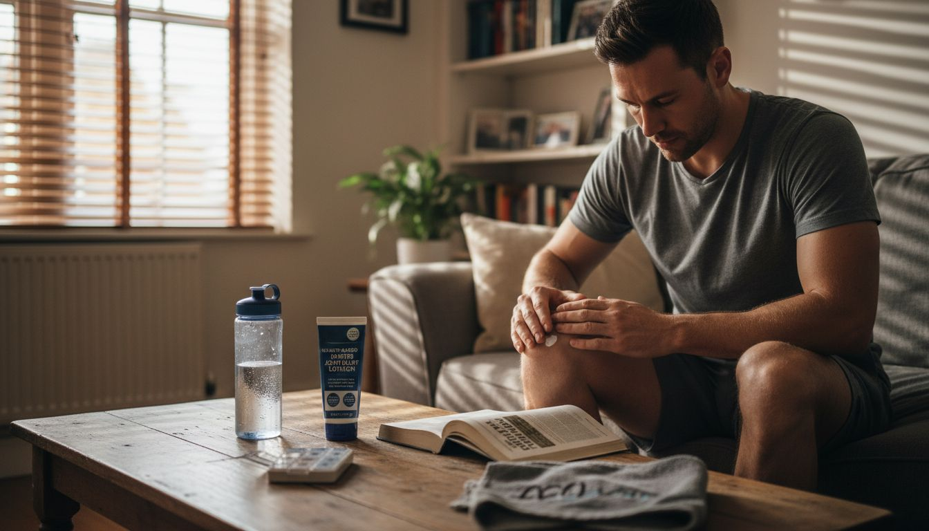 Man applying supplement for joint health