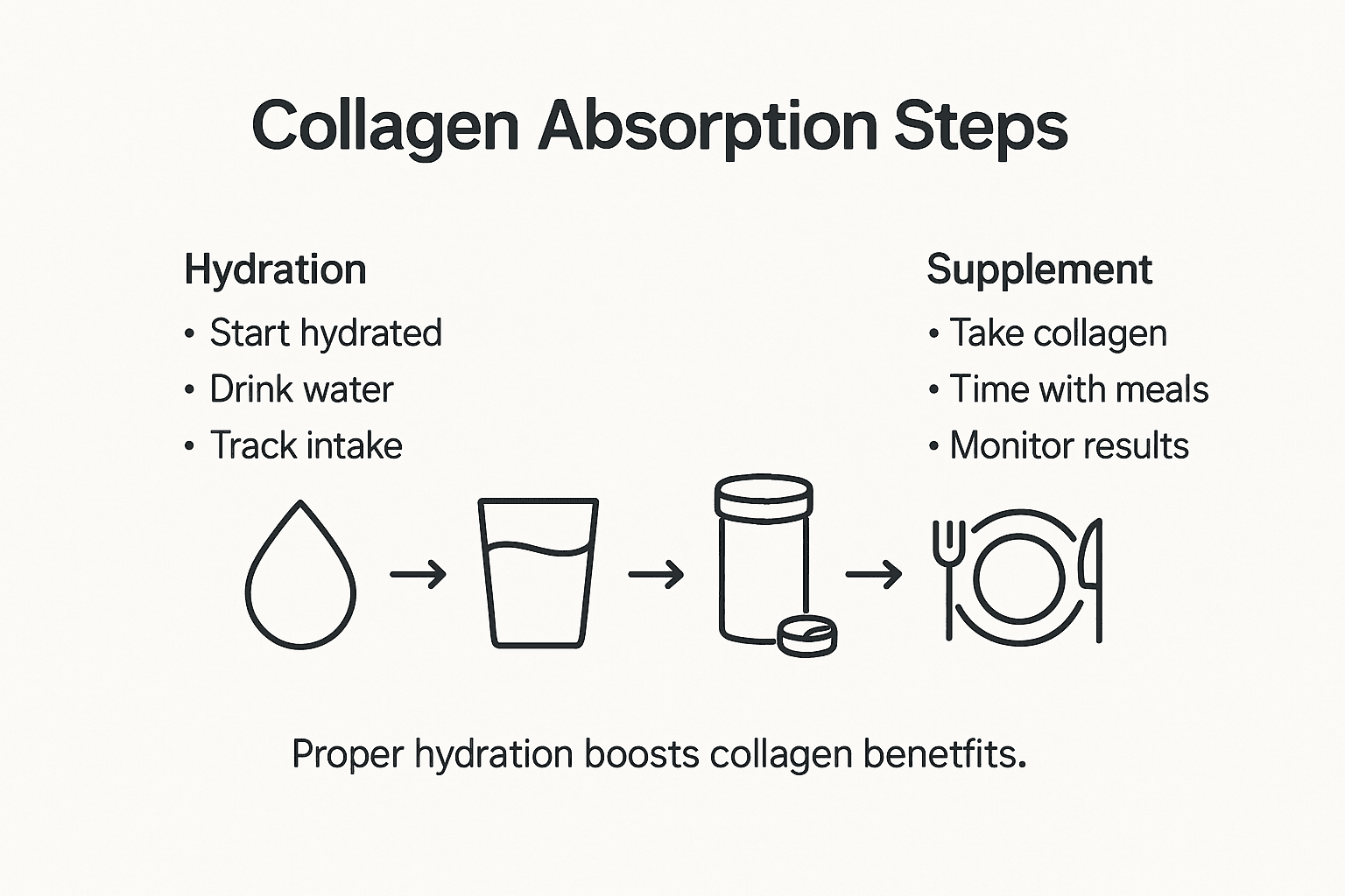 Infographic with steps for collagen and hydration