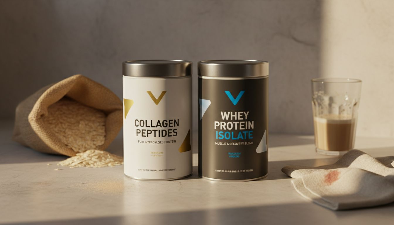 Collagen and whey protein containers comparison