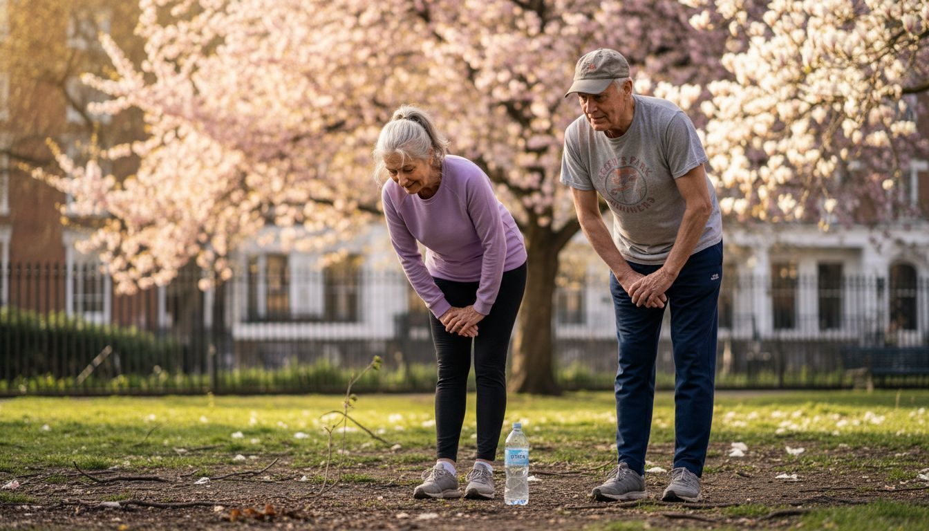 Seniors stretching outdoors for joint health