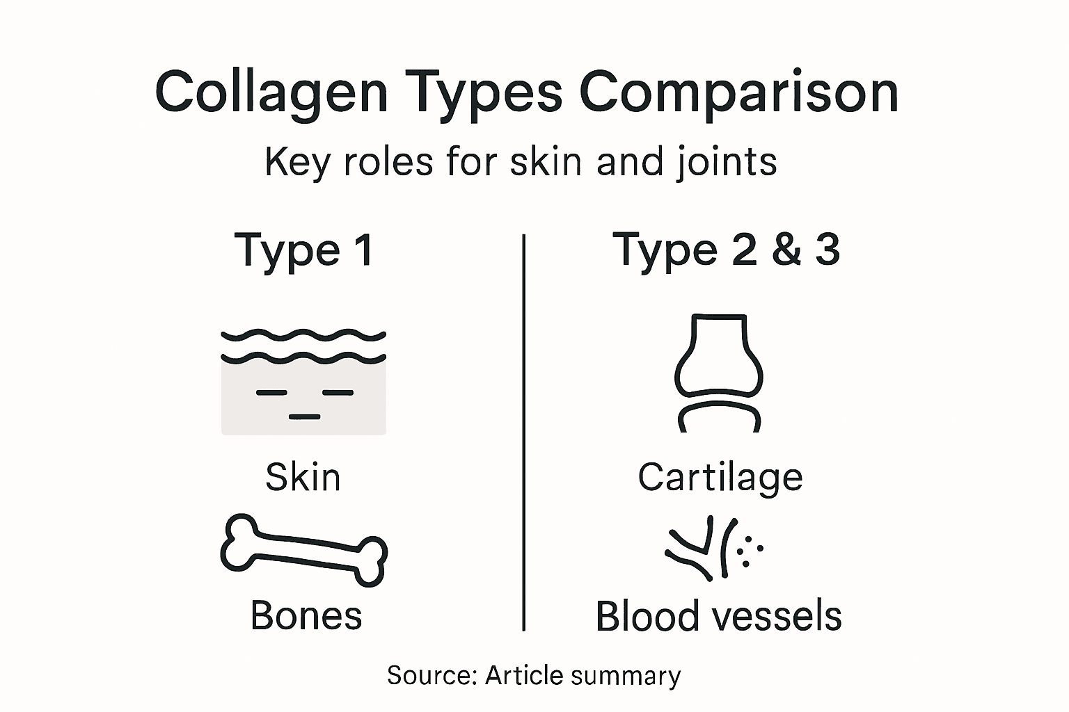 Infographic comparing collagen types roles