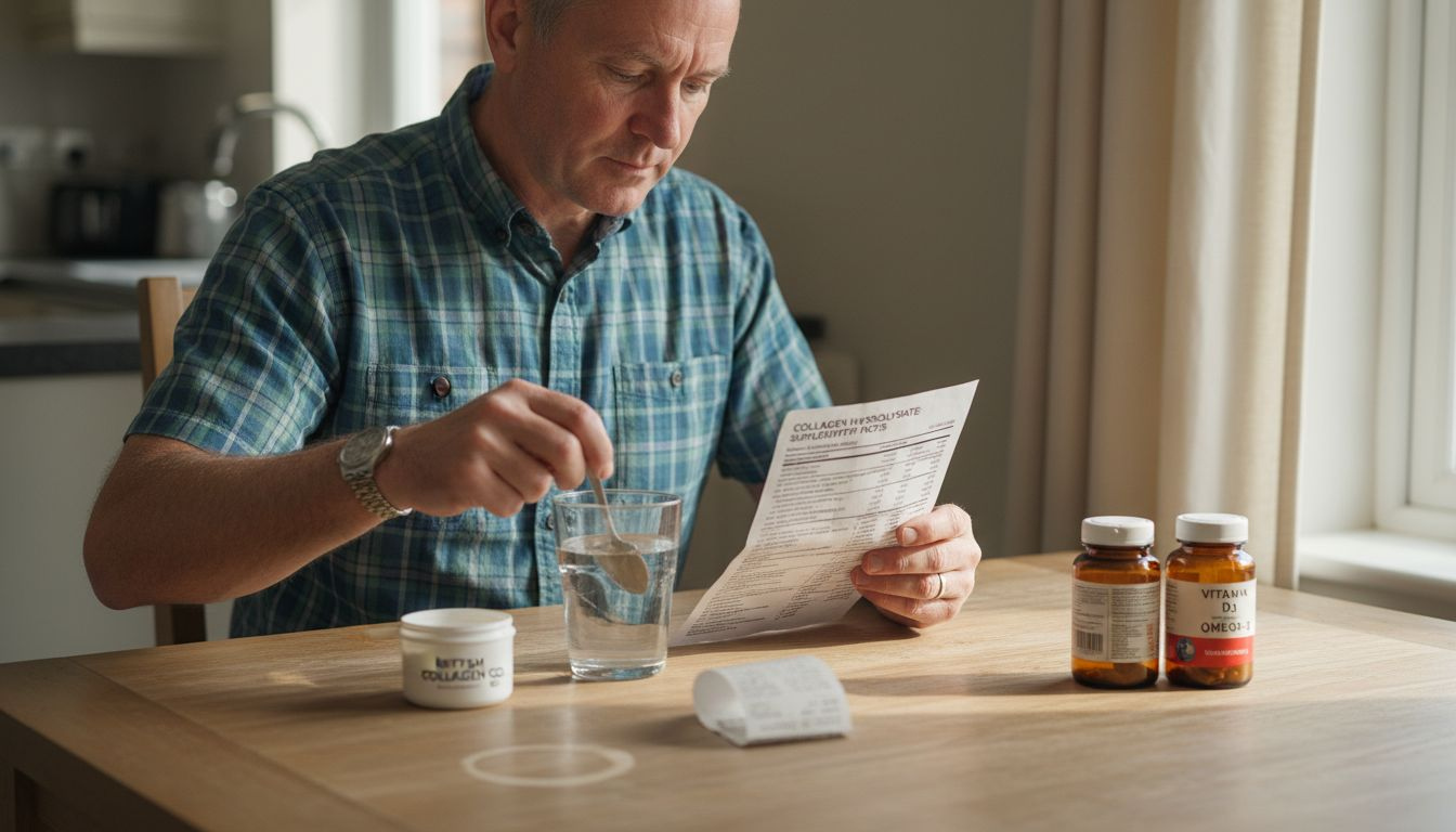 Man reviewing collagen nutritional values