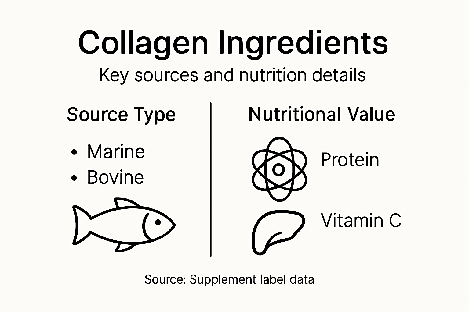 Infographic on collagen sources and nutrition