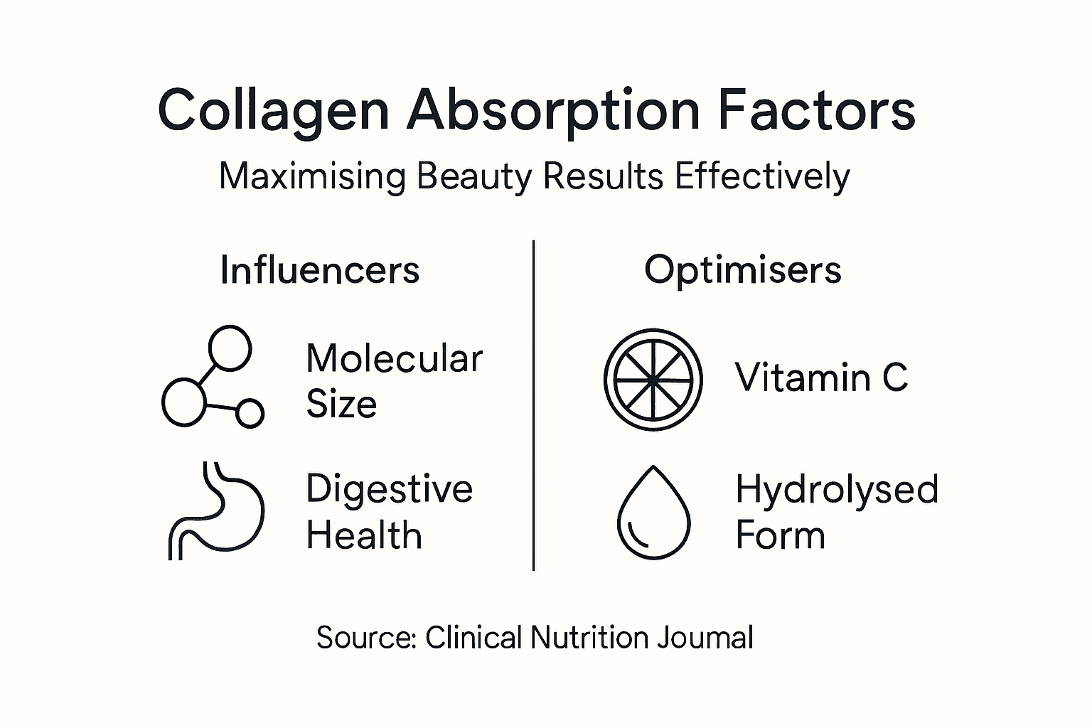 Infographic showing collagen absorption key factors