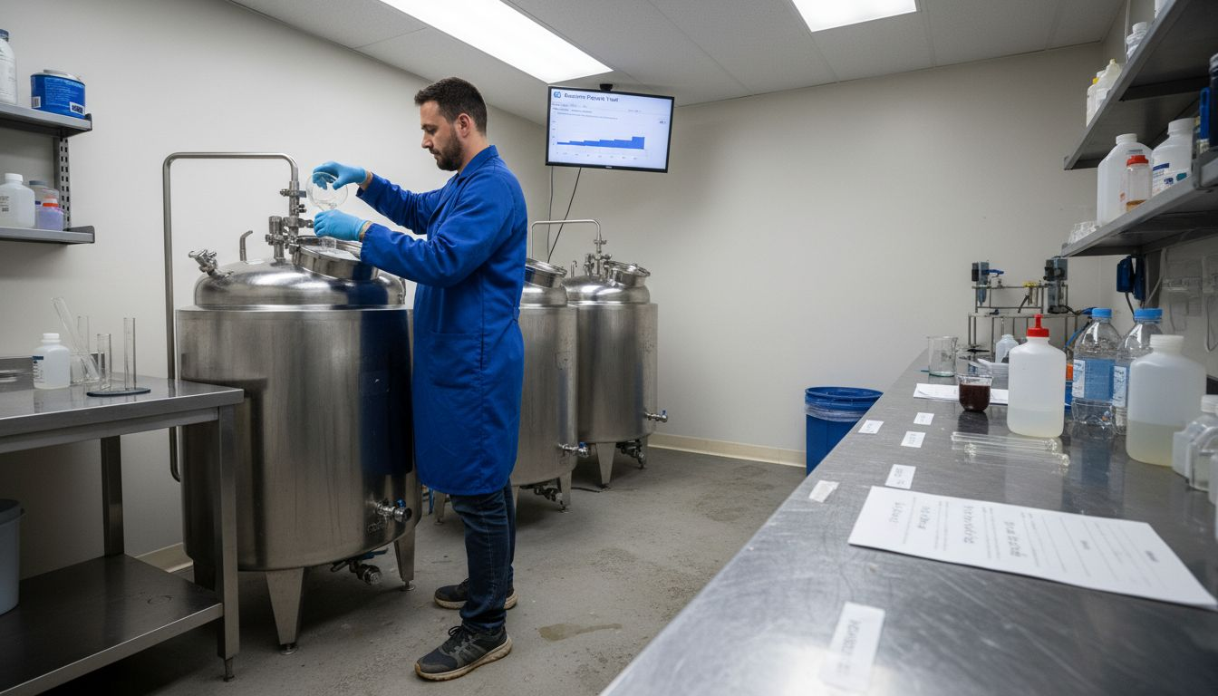 Technician working with fermentation for collagen
