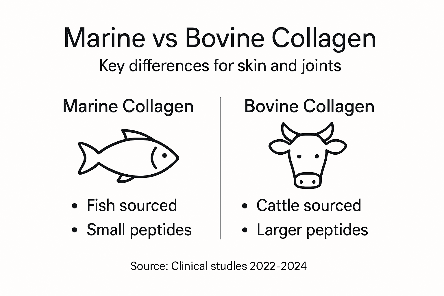 Infographic comparing marine and bovine collagen benefits