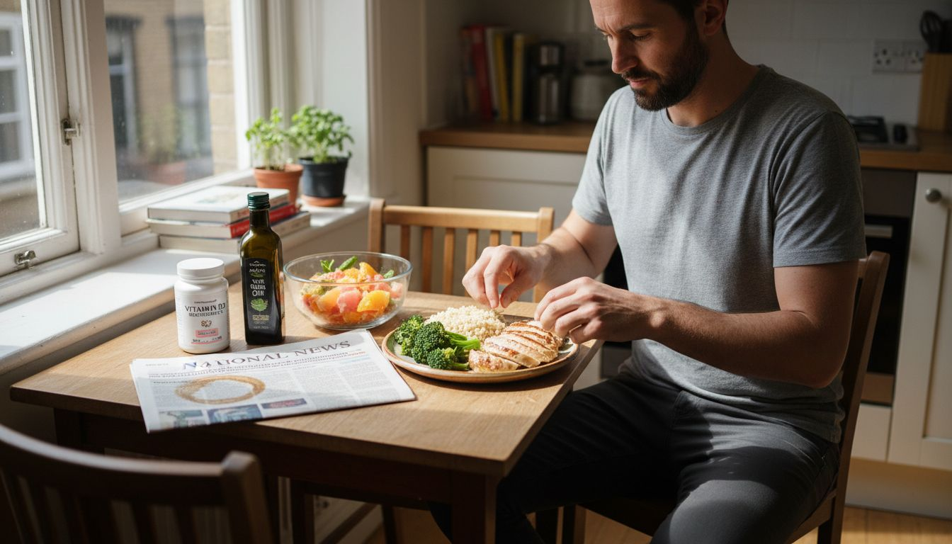 Man arranging protein and nutrient-rich meal