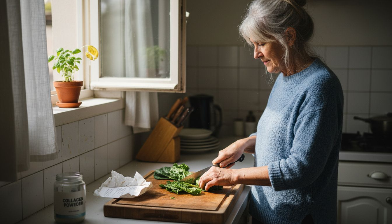 Senior woman preparing joint health meal