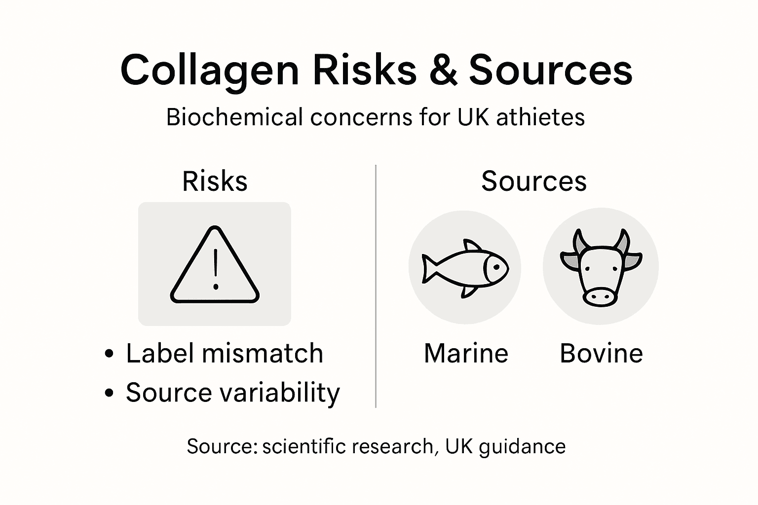 Infographic showing collagen risks and sources