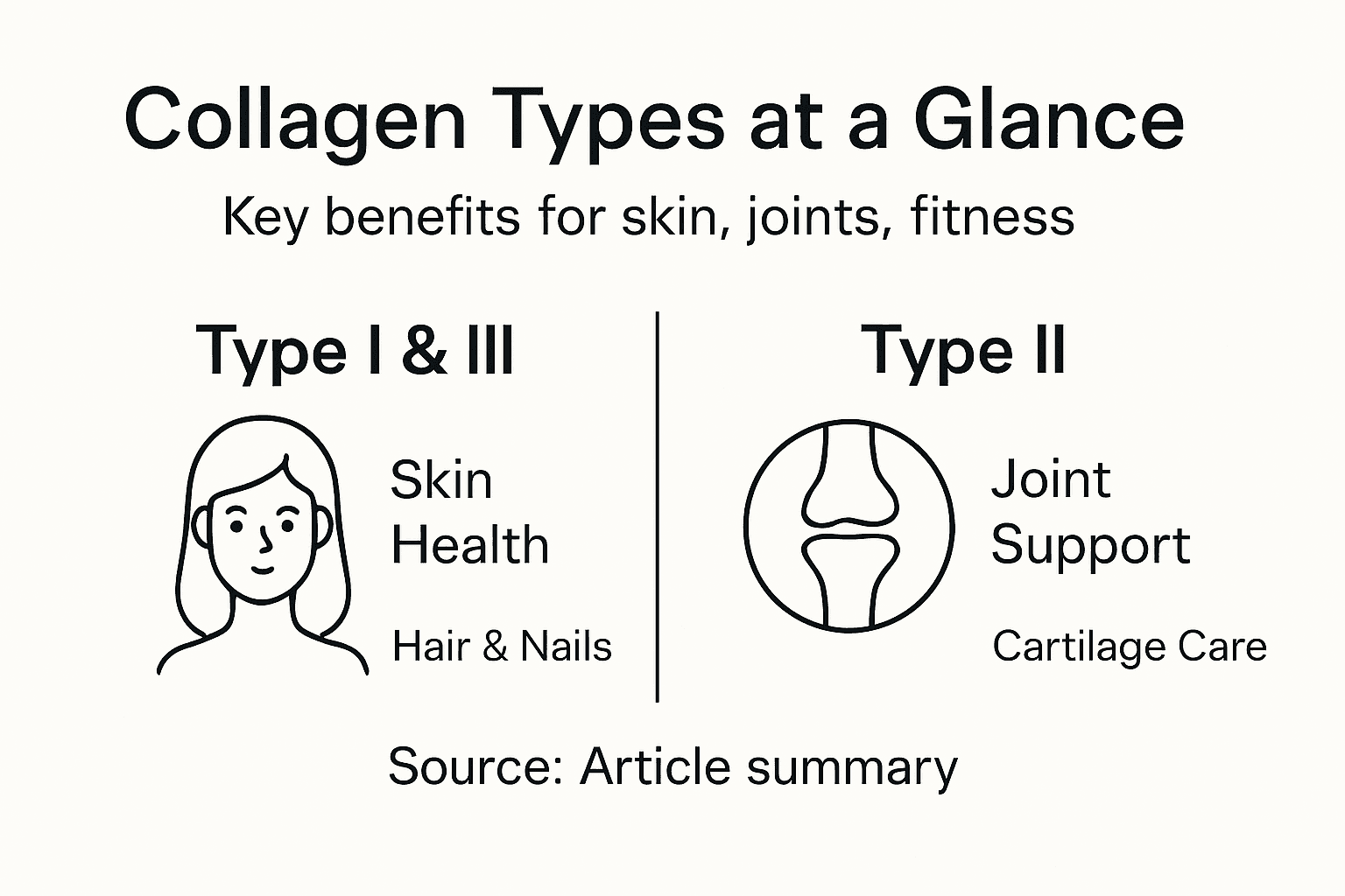 Infographic comparing collagen types and benefits