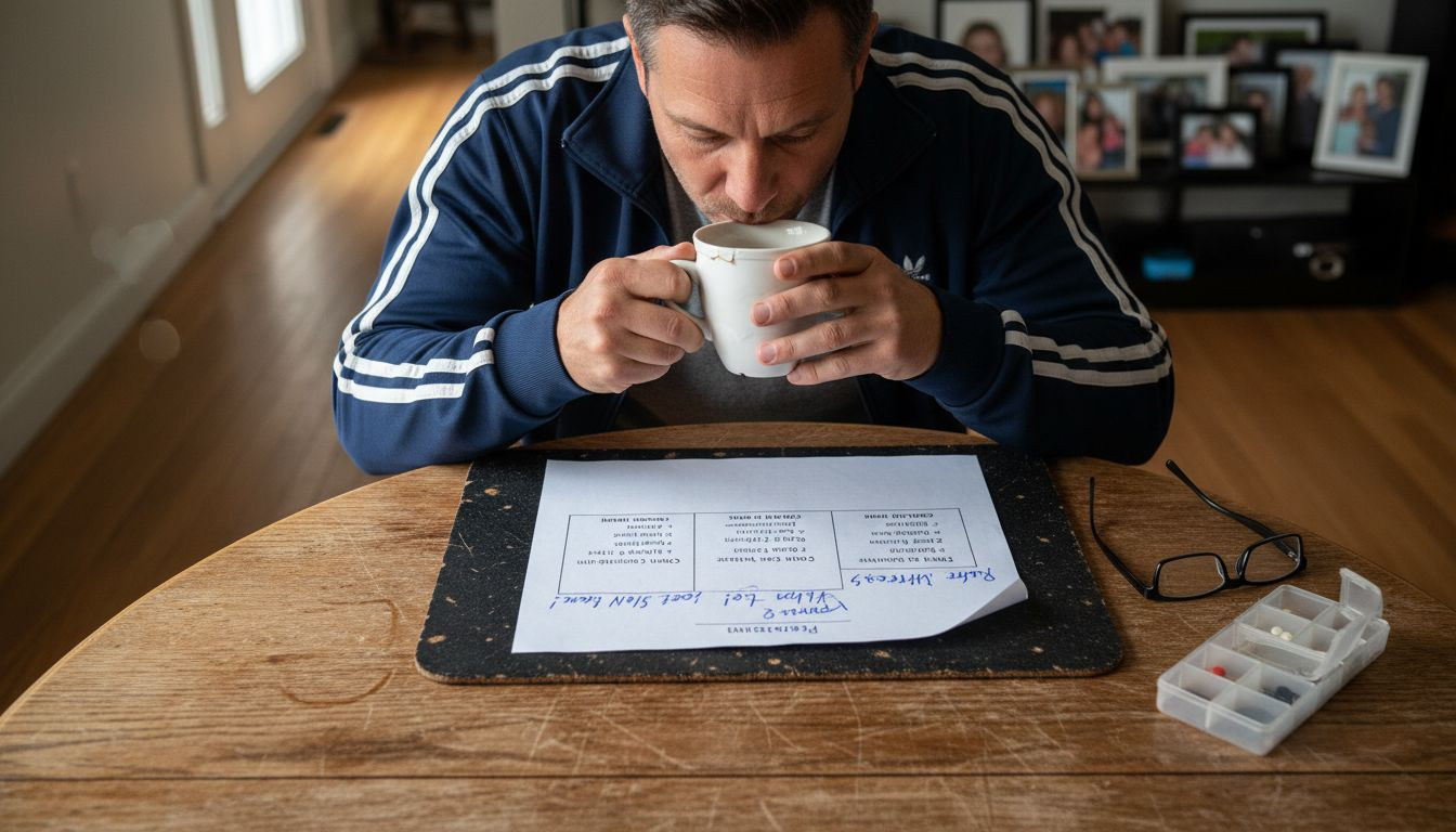 Man studies chart on collagen types and benefits