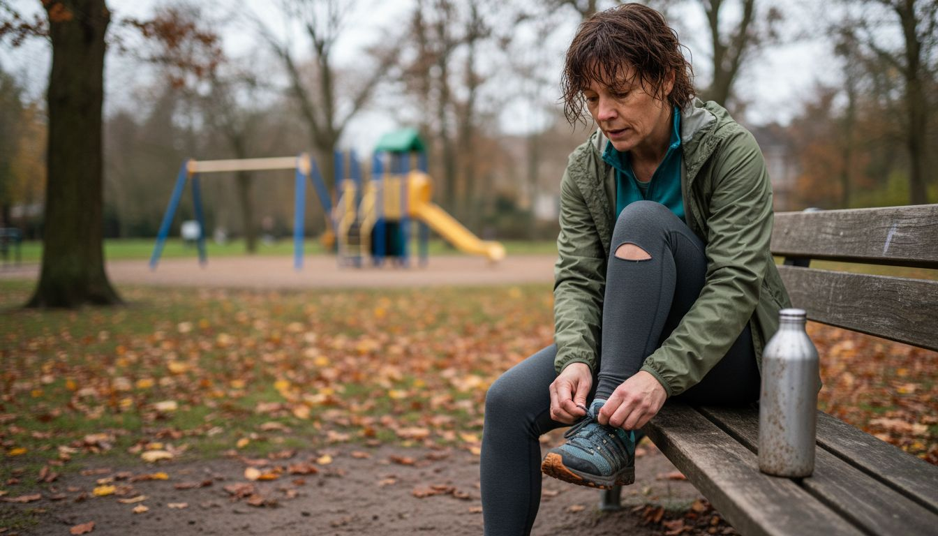 Woman preparing for jog focusing on joints