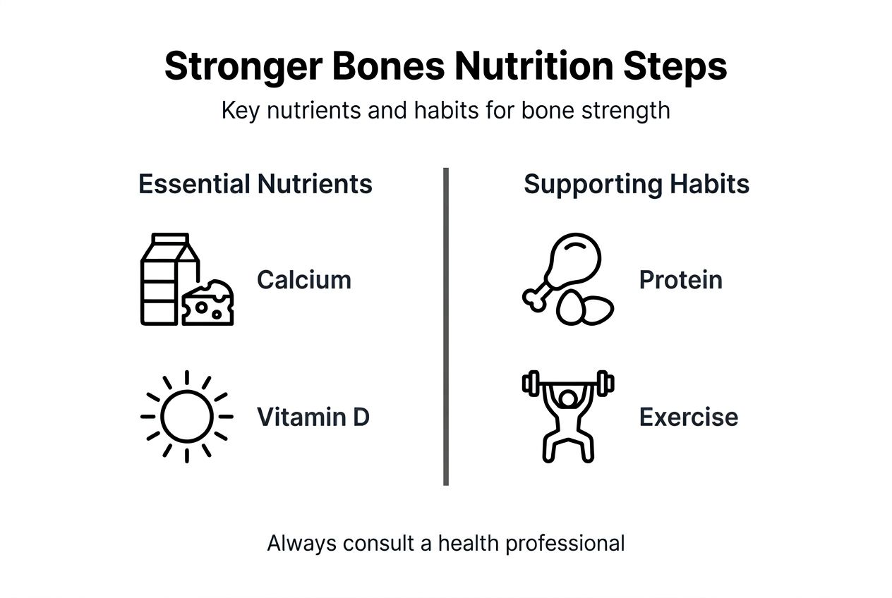 Infographic with bone health nutrients and habits