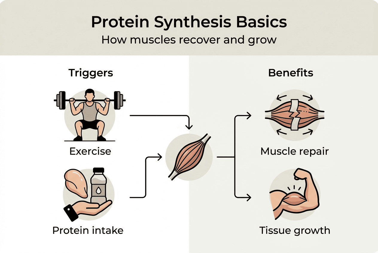 Infographic on protein synthesis and recovery