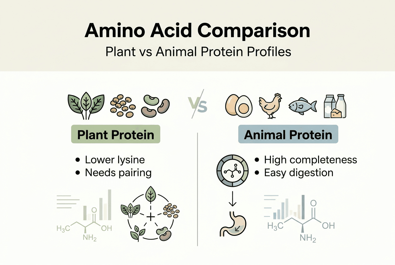 Infographic compares plant and animal proteins