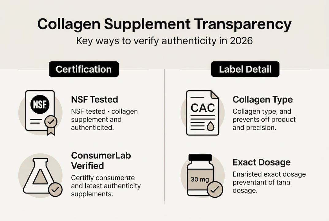 Infographic showing collagen supplement transparency steps
