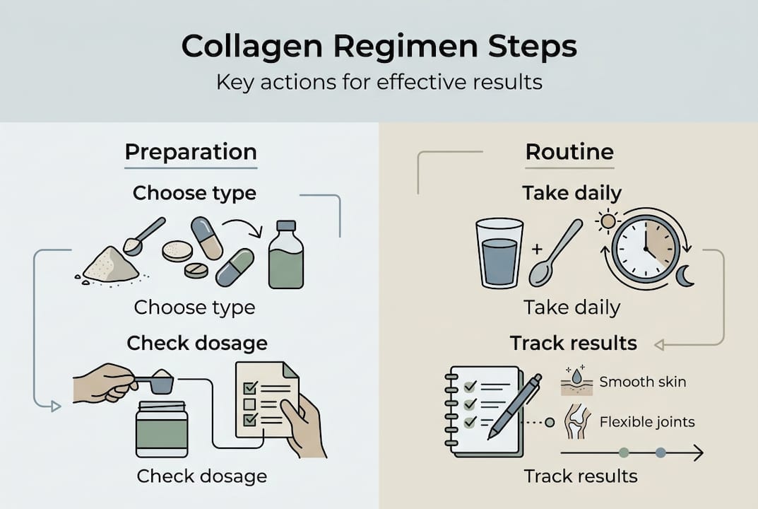 Infographic of collagen health regimen steps