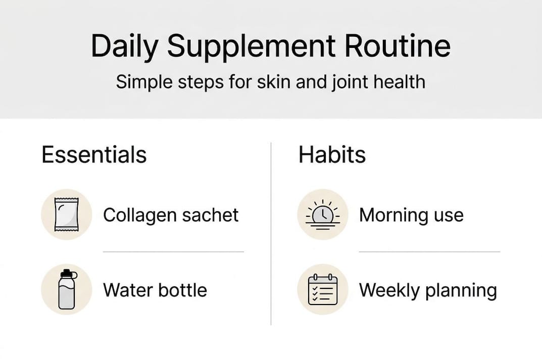 Infographic of supplement routine essentials and habits