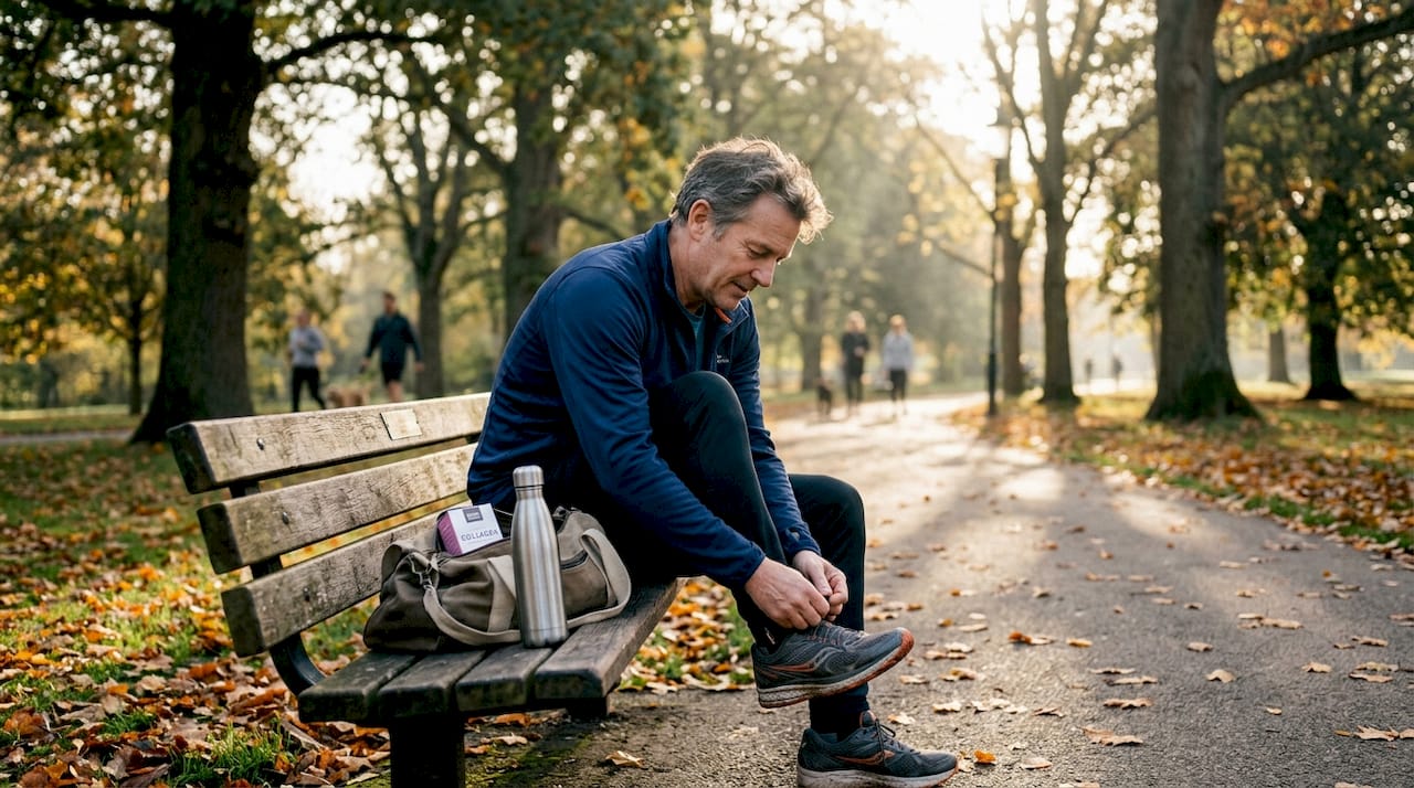 Man prepares for joint-friendly exercise routine