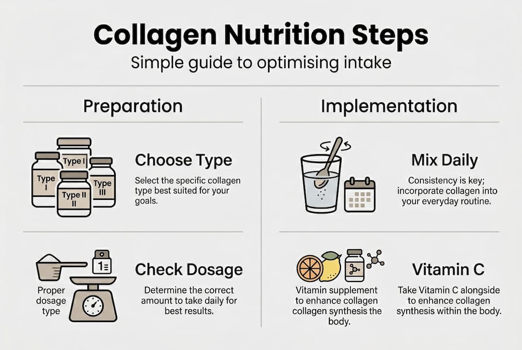 Infographic on basic collagen nutrition steps