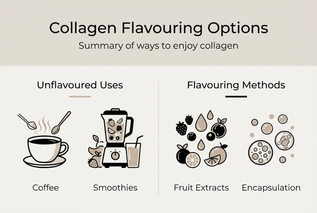 Infographic showing unflavoured and flavoured collagen options