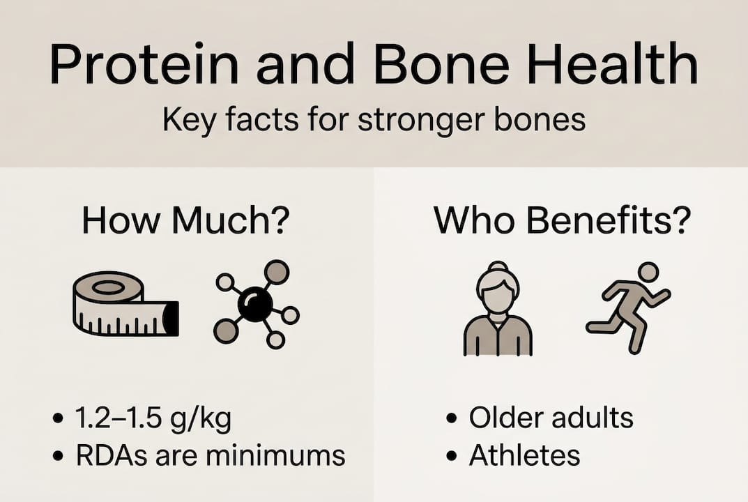 Infographic summarizing protein intake and bone health