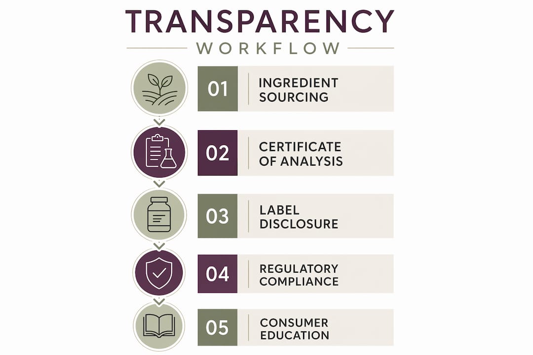 Infographic illustrating ingredient transparency workflow