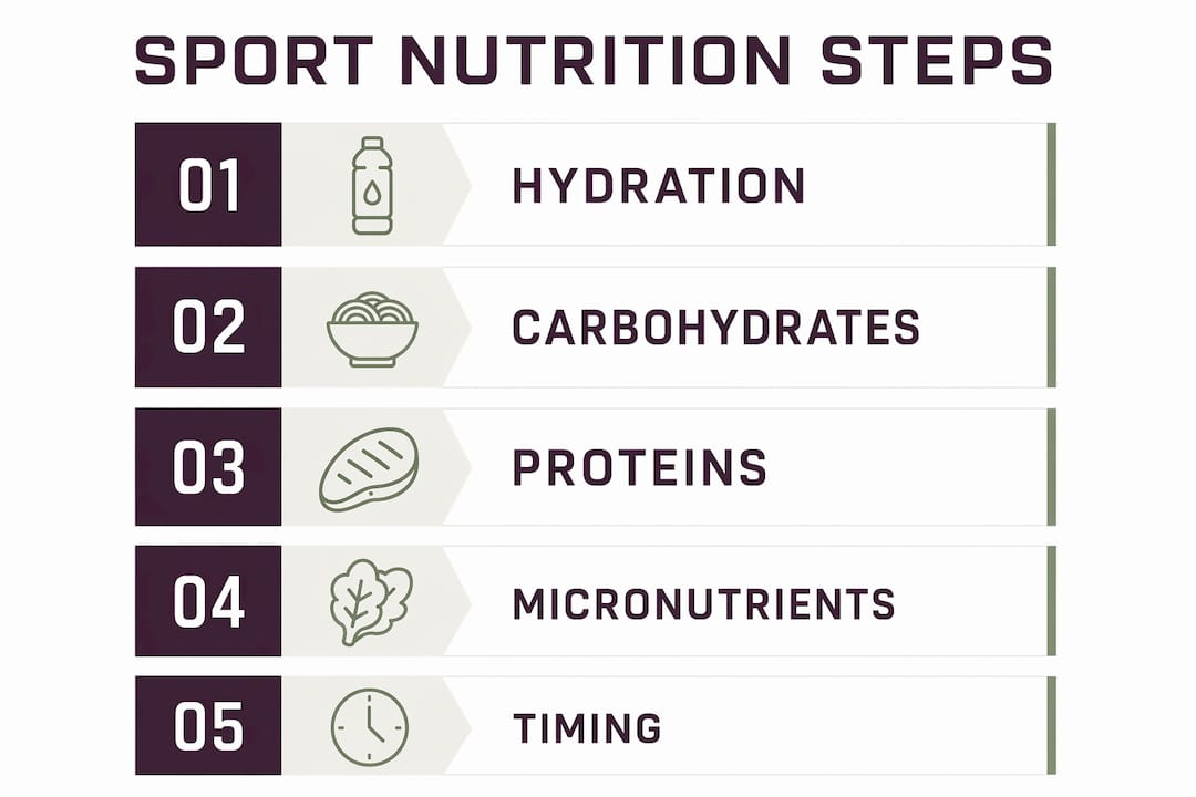 Infographic showing key sport nutrition steps