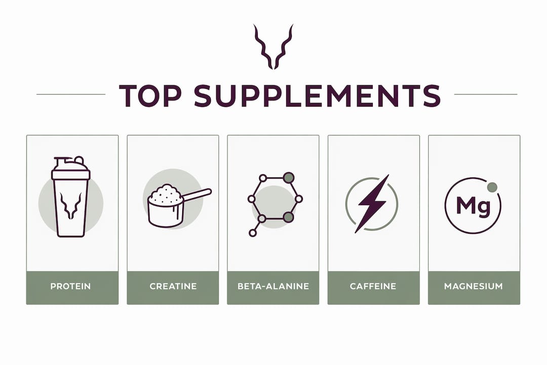 Hierarchy infographic of top athletic supplements