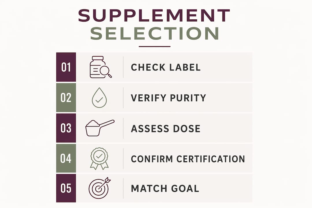 Infographic presenting steps to choose pure supplements