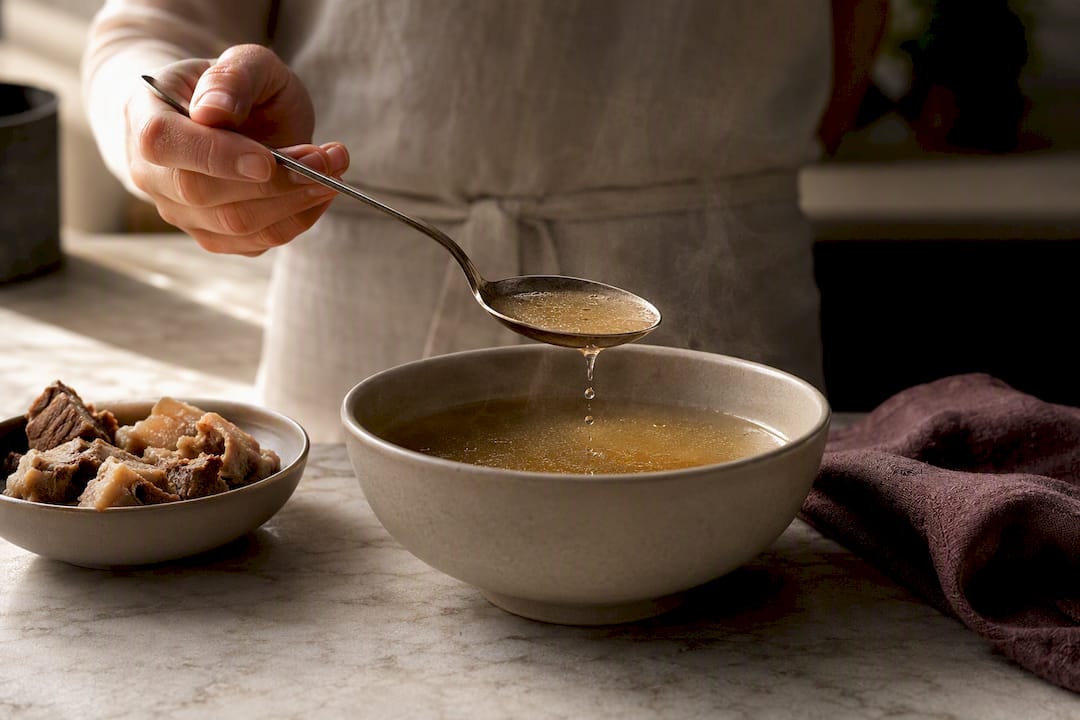 Bone broth representing dietary collagen