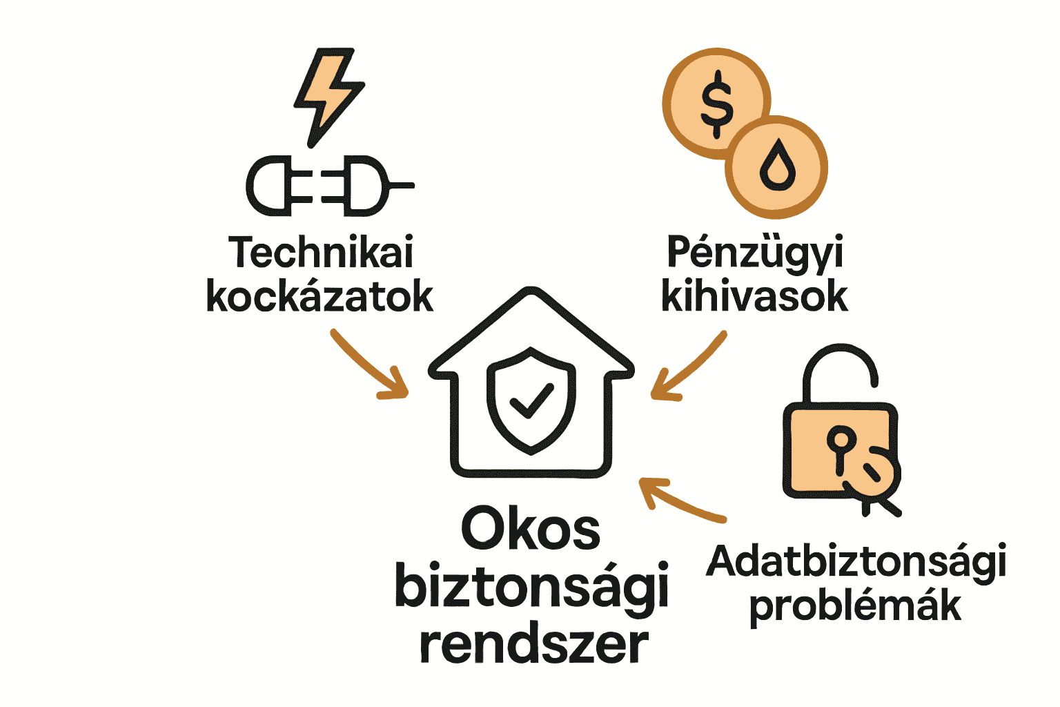 Okos biztonsági rendszerek legfőbb kockázatainak ábrája
