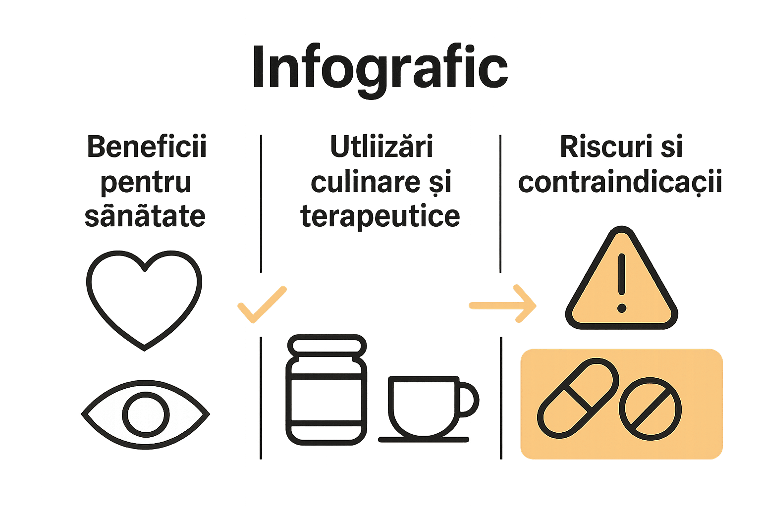 Infografic cu beneficii, utilizări și riscuri coacăze negre
