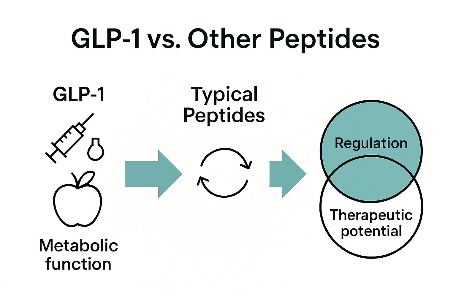 Infographic comparing GLP-1 and other health peptides visually.