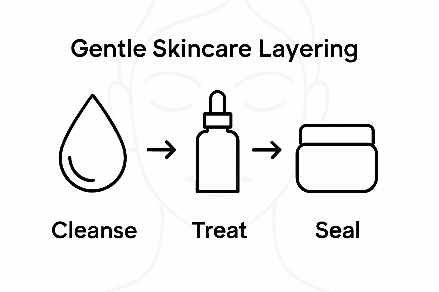 Infographic of gentle skincare layering process