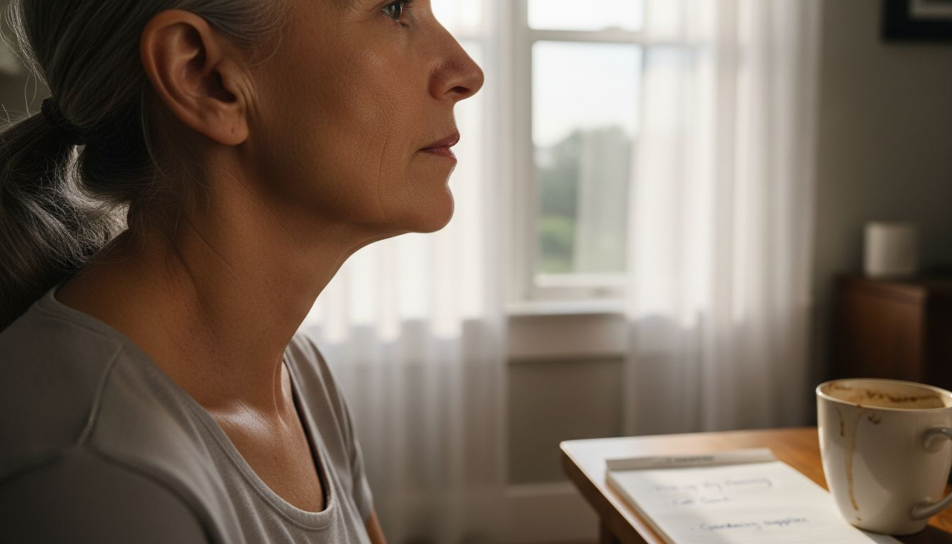 Closeup shows hydrated mature skin texture
